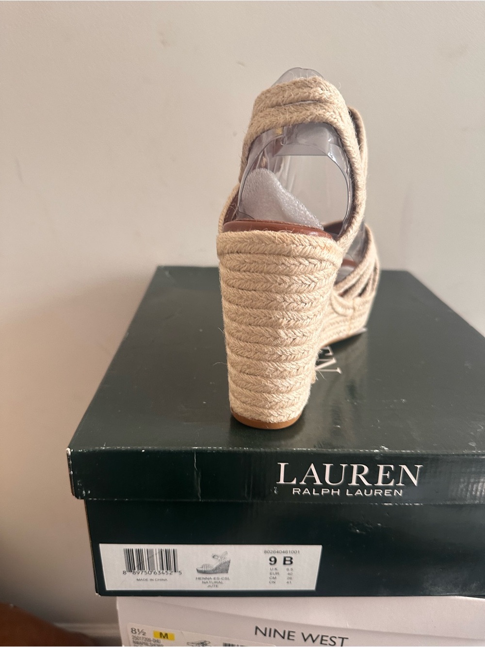 Lauren Ralph Lauren Natural Beige Braided Espadrille Wedge Sandals - Picture 2 of 5